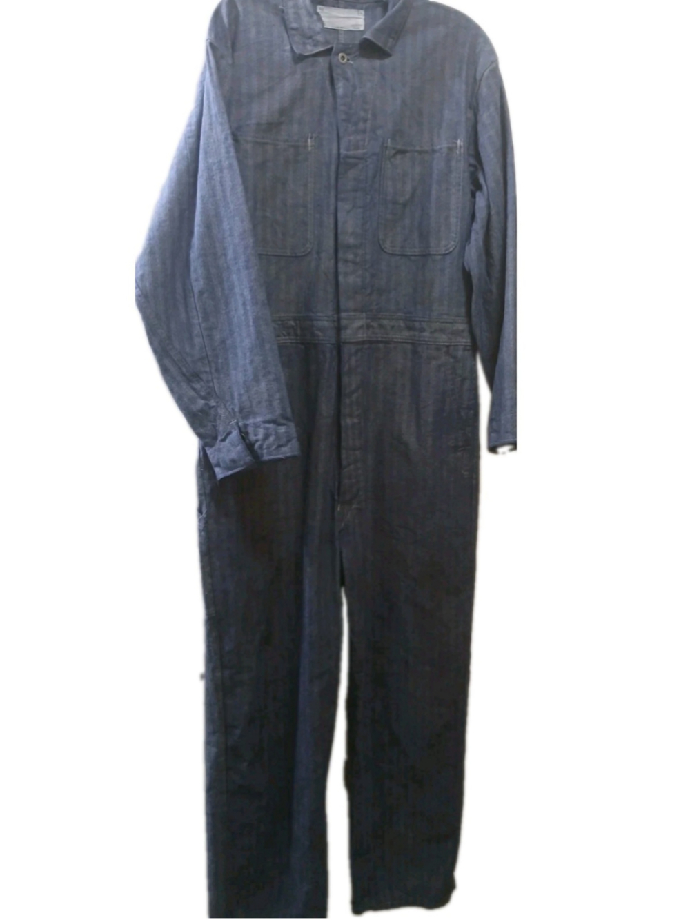 Vintage Mens Blue Cotton Herringbone Twill Workwear Coverall Sz 42 Industrial